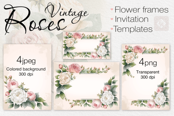 Download Flower Cards, Print Templates PNG, JPEG - Template Collection
