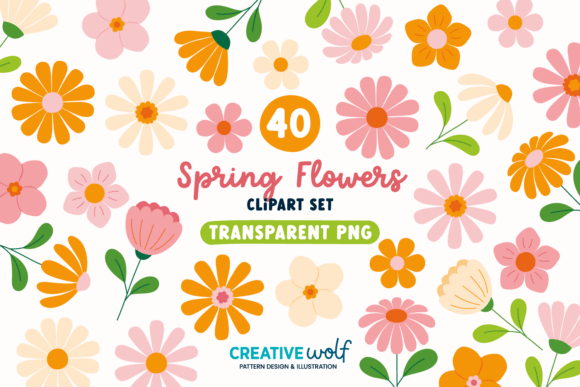 Download Whimsical Spring Flowers Clipart Set - Lower Collection