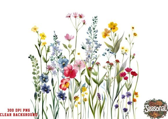 Download Wildflower Bouquet Watercolor Clipart - Lower Collection