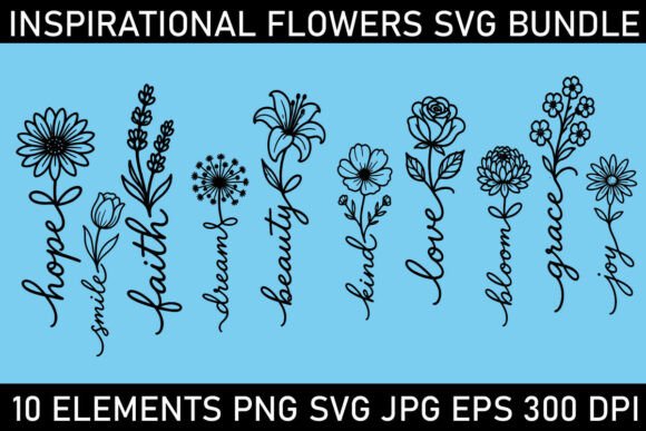 Download Inspirational Flower Words SVG Bundle - Lower Collection